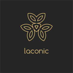 Vintage luxury emblem and logo. Abstract fashion ethnic print. Calligraphic flourishes. Black and gold vector ornament. Business sign