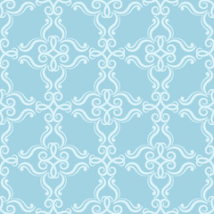 Vintage blue ornament. Floral seamless pattern