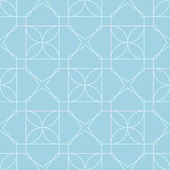 Fototapeta premium Blue and white geometric seamless pattern