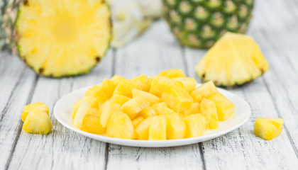 Portion of Pineapple (sliced), selective focus