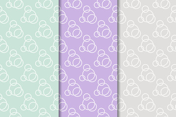 Colored geometric seamless patterns. Set