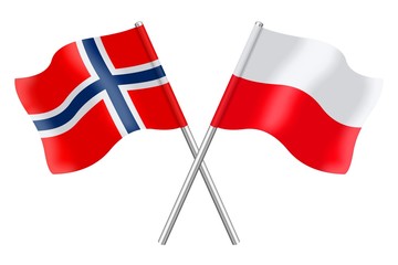 Flags. Norway and Poland