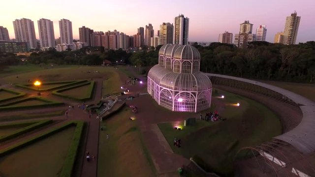 Aerial view Botanical Garden of Curitiba, Parana. July, 2017
