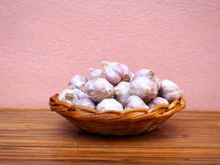 Garlics in basket