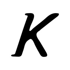Capital letter K painted by brush isolated on white background