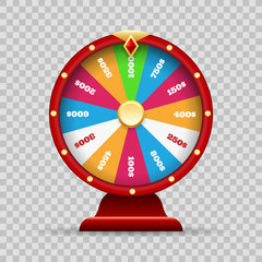 Luck wheel of fortune or lottery spinning game on transparency background vector illustration