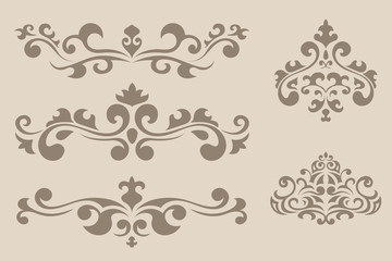 Fototapeta premium Ornamental classic dividers. Decorative elements for invitations and cards on beige background