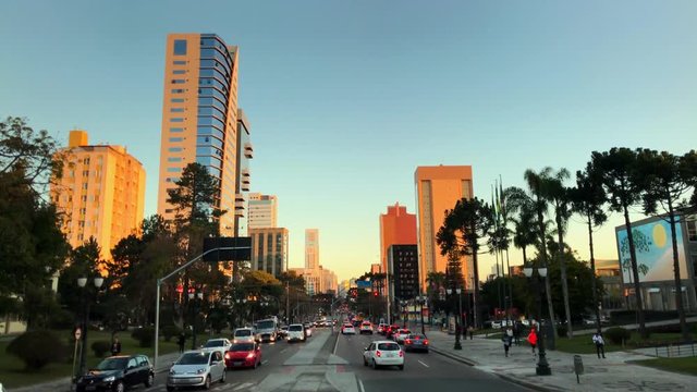 Time lapse in the avenue of the civic center of curitiba. Parana. July 2017 