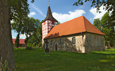 Fototapeta na wymiar Church in Alt Plestling, Mecklenburg-West Pomerania, Germany