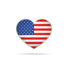 Heart with USA flag. Vector Illustration.