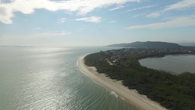 Aerial view Daniela Beach in Florianopolis, Brazil. July, 2017.