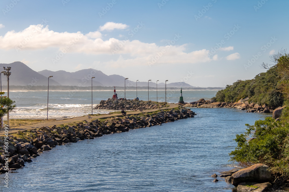 Sticker canal at barra da lagoa area of lagoa da conceicao - florianopolis, santa catarina, brazil