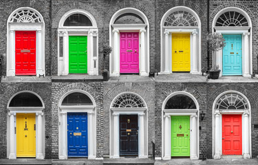 Fototapeta na wymiar Colorful collection of doors in Dublin, Ireland
