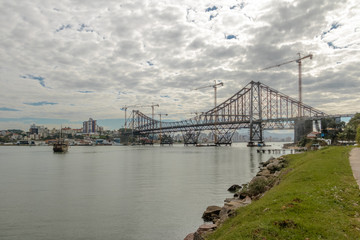 Repairs taking place at Hercilio Luz Bridge - Florianopolis, Santa Catarina, Brazil