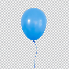 Blue helium balloon isolated on transparent background. - obrazy, fototapety, plakaty