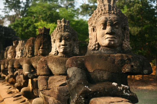 Guardians statues of Angkor Thom, Cambodia