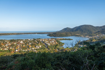 Aerial view of Lagoa da Conceicao and Canto da Lagoa - Florianopolis, Santa Catarina, Brazil