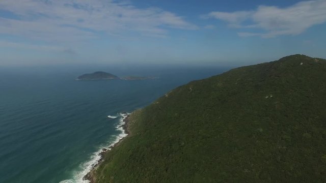 Aerial view Costao do santinho Beach in Florianopolis, Brazil. July, 2017.