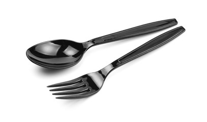 black spoon and black fork