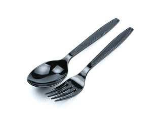 black spoon and black fork