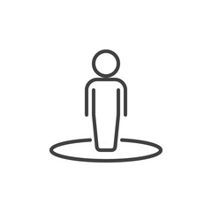 Person in circle line icon, outline vector sign, linear style pictogram isolated on white. Street view symbol, logo illustration. Editable stroke. Pixel perfect vector graphics