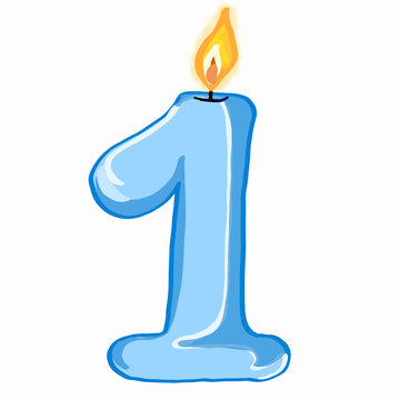  Blue 1 Year Candle