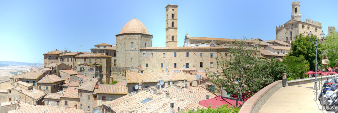 Panoramic view at the old town of Volterra on Italy