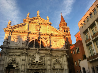 Fototapeta na wymiar Church in a square in Venice Italy