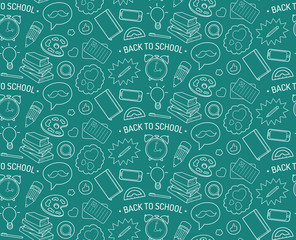 Vector back to school seamless pattern. Endless educational design background