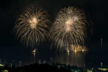Sorrento, Italy; fireworks at sea.