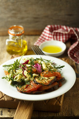 Pasta salad with baked vegetables