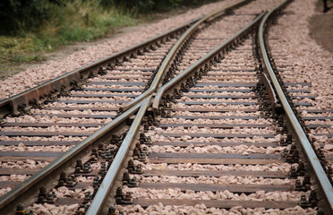 Weiche, Detail einer Weiche, Eisenbahn, Transport 