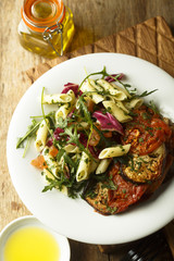 Pasta salad with baked vegetables