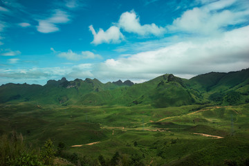 Blue sky with mountain landscape in laos