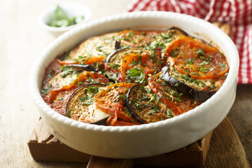 Vegetable bake with tomatoes and eggplants