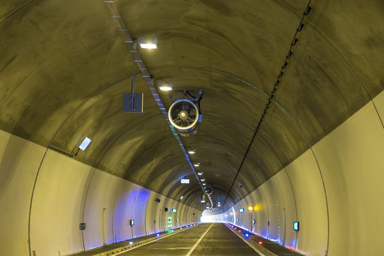 Fototapeta Ventilation fan in the modern tunnel construction.