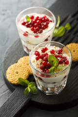 Dessert with biscuits and cream