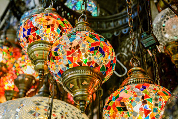 Typical handicrafts in the central Istanbul market in Turkey