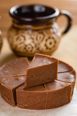 Homemade chocolate fudge with banana flavor