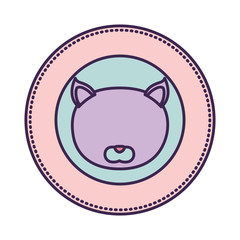 white background with color circular frame decorative and faceless cat animal vector illustration