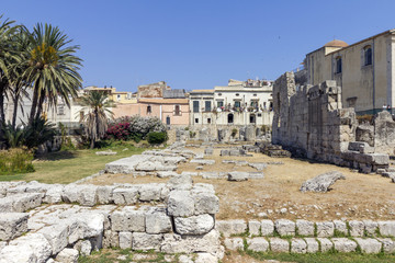 Ruins of Temple of Apollo in Syracuse, Italy