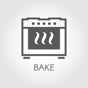 Oven bake icon drawing in flat style for different cooking projects, kitchen interior design themes or button for web design needs. Vector illustration