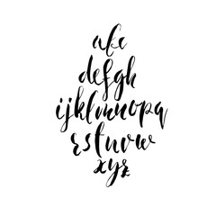 Hand drawn elegant calligraphy font. Modern brush lettering. Grunge style alphabet. Vector illustration.