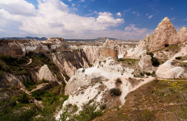 Fototapeta premium Cave town in the Red Valley. Cappadocia, Turkey.