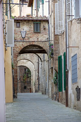 Street of old Siena, Tuscany, Italy
