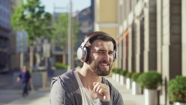 Dancing man with headphones 