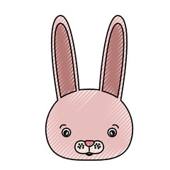 color crayon silhouette caricature face rabbit cute animal vector illustration