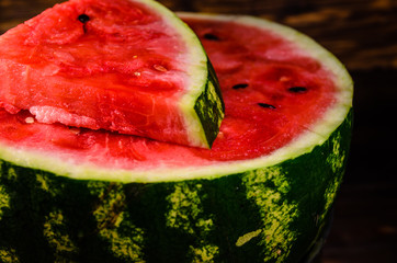 Closeup of the fresh ripe watermelon