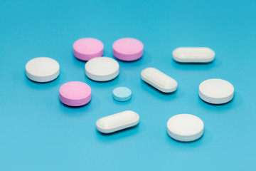 pill on blue background