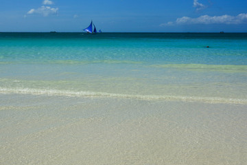 Tropical beach of Boracay island in the Philippines in Asia